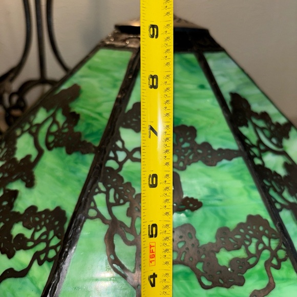 Stained Glass Lampshades & Metal Tree Overlays Tiffany Style Slag - Picture 7 of 12